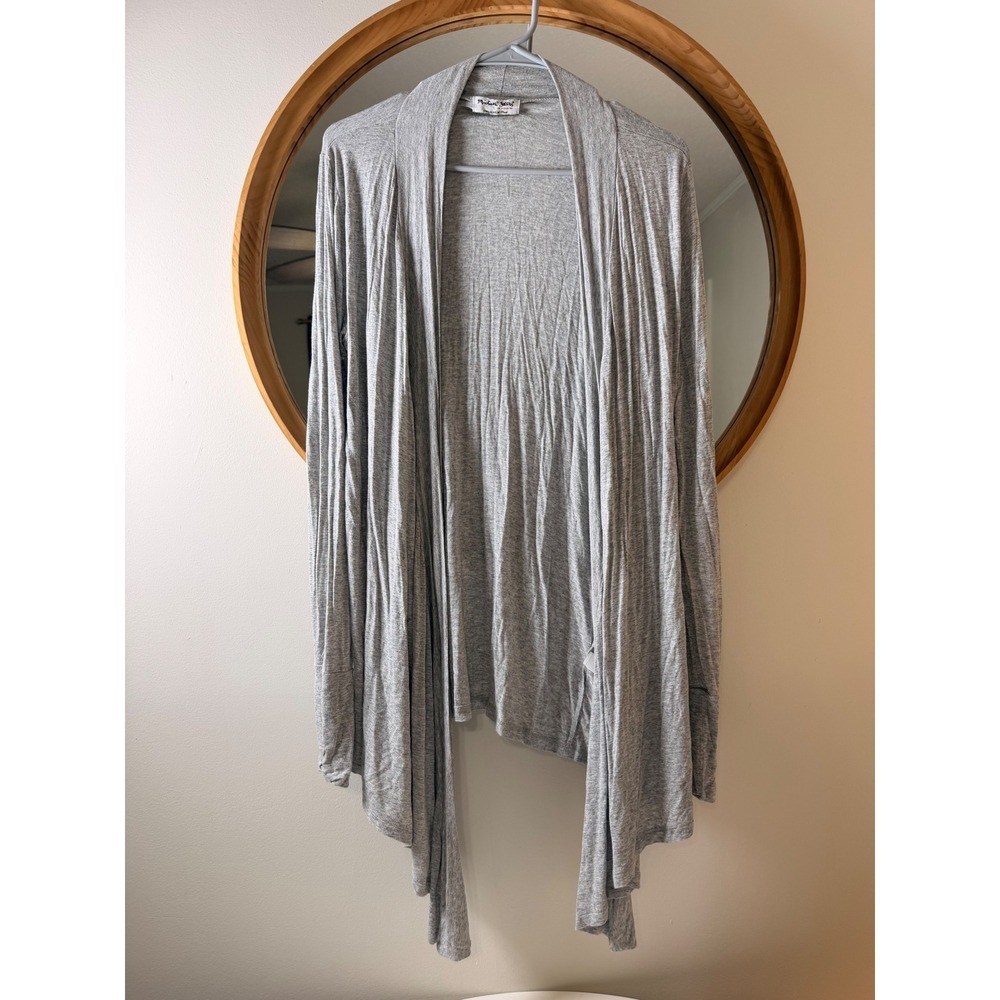 Michael Stars Cardigan Women One Size Grey Excellent Open Front Draped Jersey